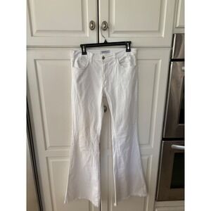 O2 Denim White Flare Jeans Raw Hem Made in USA Womens Size 30 PF3021